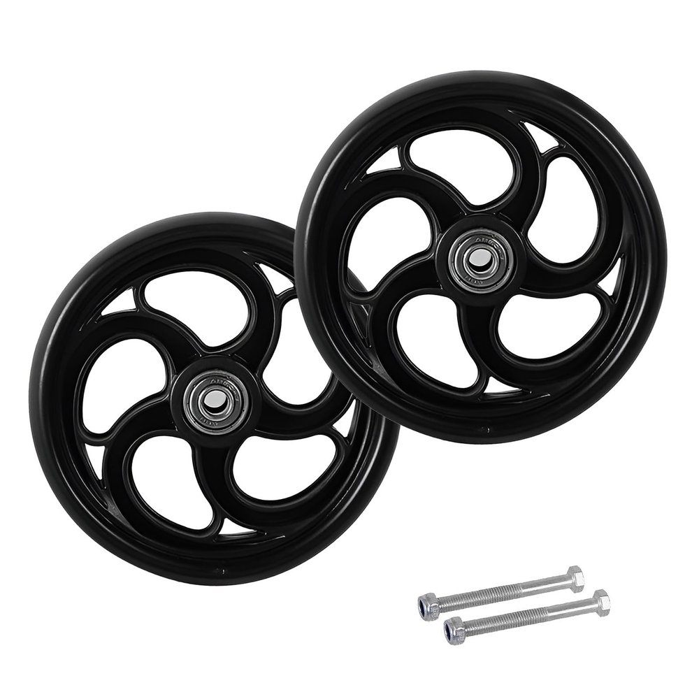 1 Pair of 5inch Solid Wheelchair Wheels, Manual Wheelchair Front Wheels, Wheelchair Replacement Parts, Bearing: 8mm (5/16")