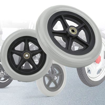 2 Pcs Front Wheel Tires For Wheelchair, Wheelchair Front Caster, 6" 7" 8" Wheelchair Wheels, 5/16" (8 Mm) Bearing, Solid Front Caster, Replacement Wheels For Walkers Rollators And Wheelchairs