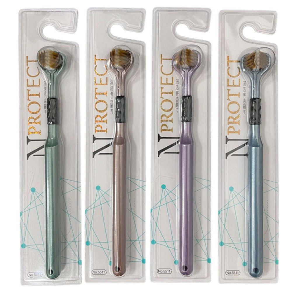 3 Sided Toothbrush Kids, Triple Bristle Toothbrush, Surround Toothbrush, Ergonomic Handle Special Needs Toothbrush, Gentle Non-Slip Sensory Manual Toothbrushes Children Home Supplies