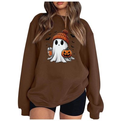 WILLBEST women hoodies tops graphic tops blouse pumpkin ghost leopard pumpkin printed dressy casual black shirts graphic tees skeletons halloween sweater halloween pajamas women