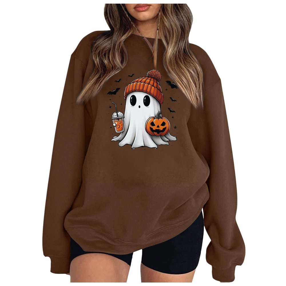WILLBEST women hoodies tops graphic tops blouse pumpkin ghost leopard pumpkin printed dressy casual black shirts graphic tees skeletons halloween sweater halloween pajamas women