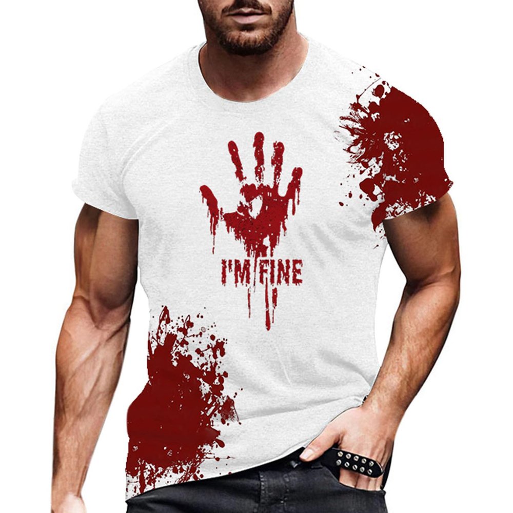 WILLBEST Horror t Shirts Men Mens Padded Jackets Without Hood Mens Coats and Jackets Checked Plain t Shirts Men Fancy Dress Halloween Shirt Waterproof rain Horror Tshirt Summer