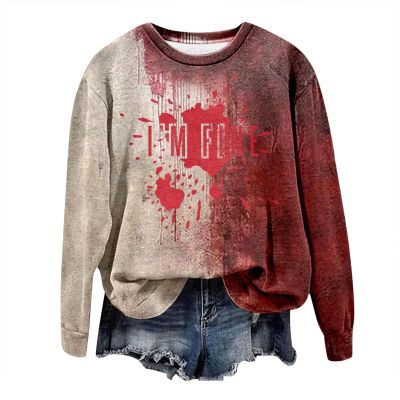 WILLBEST women party casual party pullover graphic pumpkin leopard stripe tee hoodies long sleeve oversized vintage print halloween costumes for women halloween shirts for