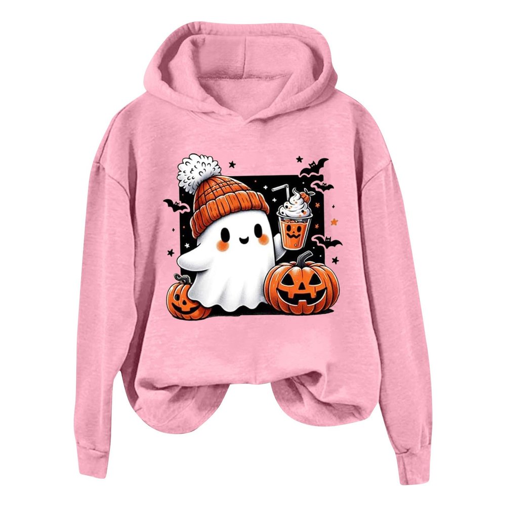 WILLBEST halloween sweatshirts for women blouse skull funny graphic graphic tees funny hoodies tops pumpkin face pumpkin face ghost leopard printed pullover top halloween