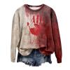 WILLBEST oversized halloween sweatshirt women long sleeve sweatshirt hoodies tops tees long sleeve tees shirts leopard pumpkin printed ghost pumpkin letter print halloween view 1
