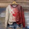 WILLBEST oversized halloween sweatshirt women long sleeve sweatshirt hoodies tops tees long sleeve tees shirts leopard pumpkin printed ghost pumpkin letter print halloween view 2
