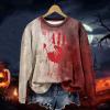 WILLBEST oversized halloween sweatshirt women long sleeve sweatshirt hoodies tops tees long sleeve tees shirts leopard pumpkin printed ghost pumpkin letter print halloween view 3