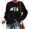 WILLBEST halloween t shirts for women oversized party tshirt pullover tops autumn clothes 2024 holiday skeleton party ghost pumpkin skeleton crew neck casual halloween sweaters for women view 2