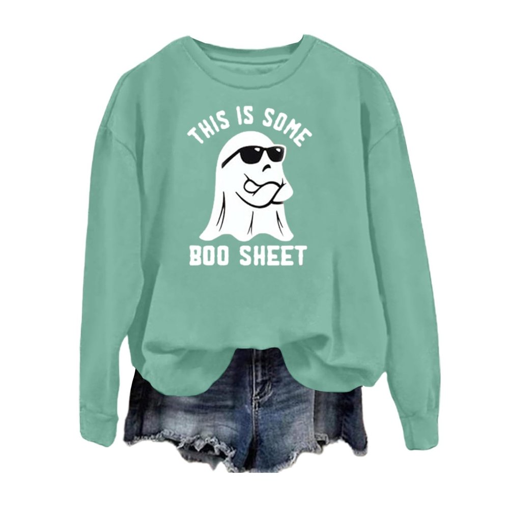 WILLBEST halloween sweatshirts for women autumn tees tee graphic tees holiday holiday crew neck autumn clothes 2024 blouses hoodies sweatshirts tshirt halloween pajamas women costume