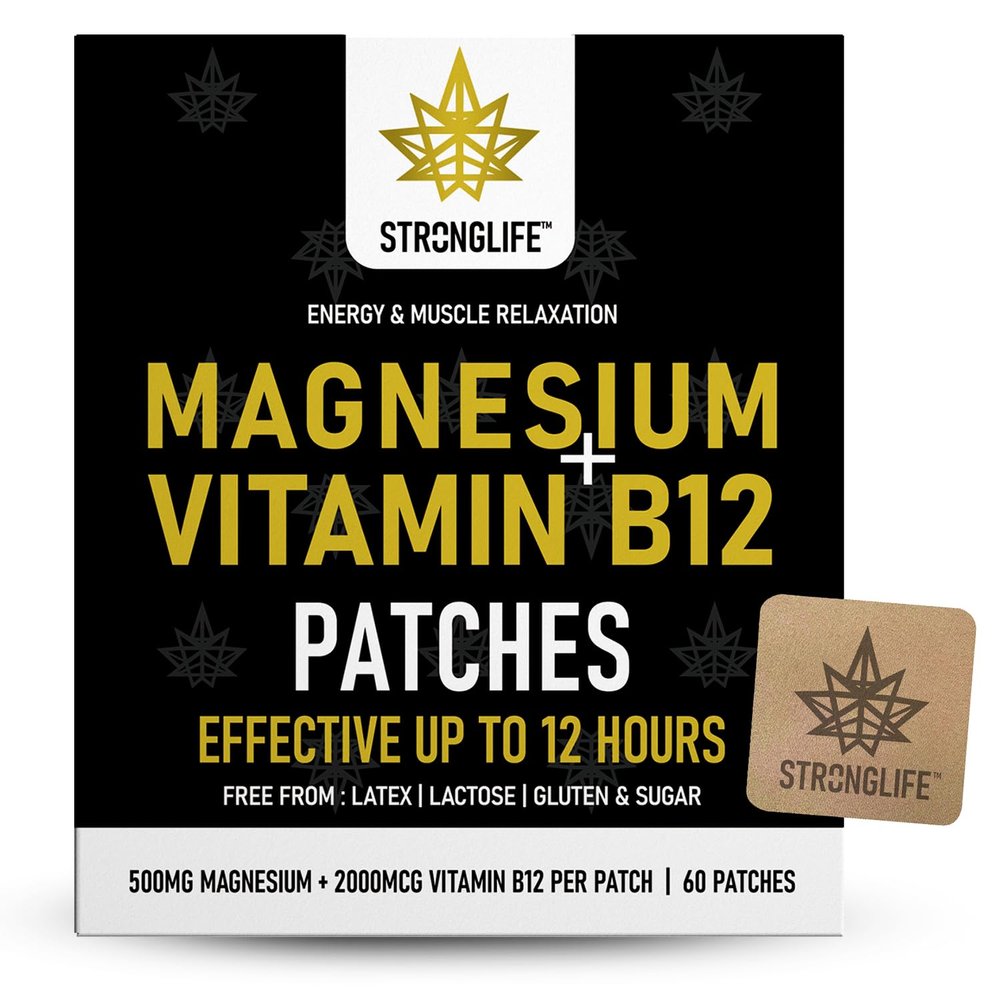 Magnesium & Vitamin B12 Patches 60 Patches for Energy, Nerve, and Muscle Support | High Absorption, Like Capsules and Powder (60 Patches, Magnesium Vitamin B12)