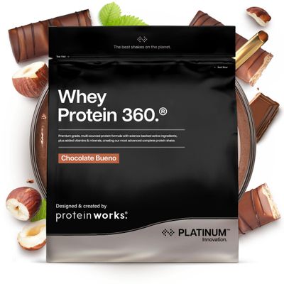 Protein Works | Whey Protein 360 - Platinum Innovation, Premium Whey Protein Blend, Electrolytes, Probiotics, Digestive Enzymes, 26 Vitamins & Minerals, Chocolate Bueno, 34 Servings, 1.2lg
