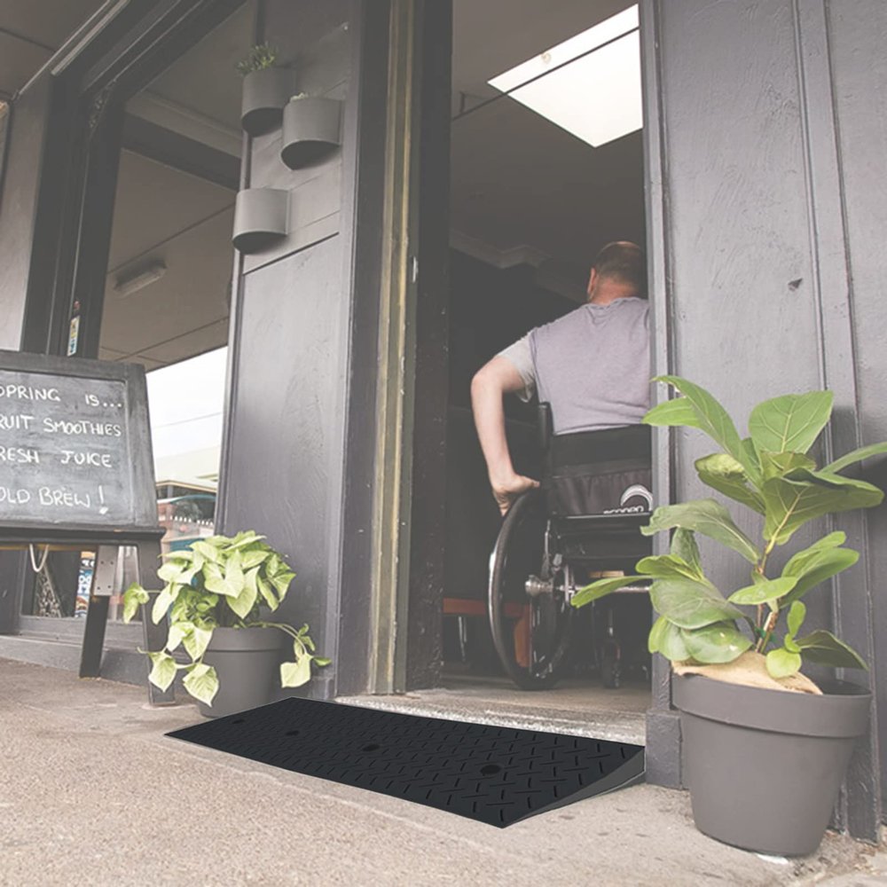 Heavy Duty Threshold Ramp for Wheelchair 4cm/1.5in Rise Non Slip Surface Easy to Install Black