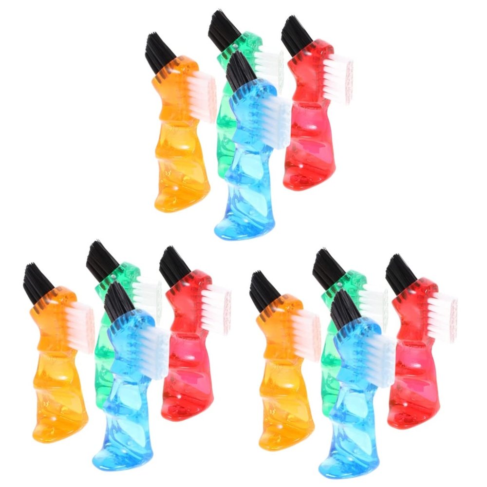 HAPINARY 12pcs Mini Double-Head Denture Brush Small Portable Toothbrush Heads for Oral Care Household Cleaning Tool Soft Bristles for Home Use