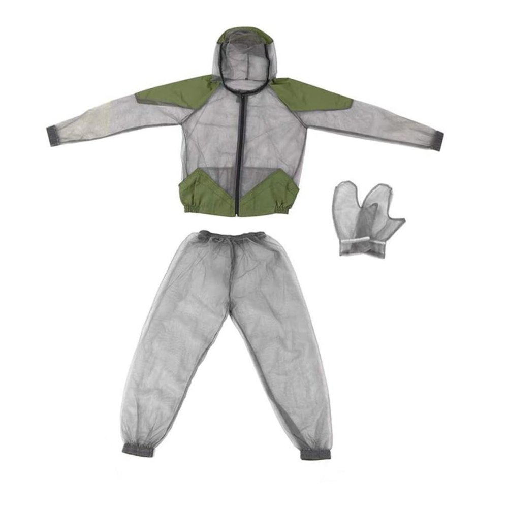 Healvian Outdoor Midge Suit for Men Women 1 Set Breathable Mesh Jacket Hood and Pants Sun Protection Clothing for Camping Net Clothing Protection from Bugs Flies Gnats No-See-Ums Midges