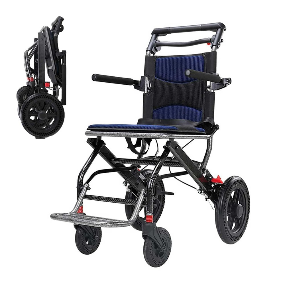 UYSELA Wheelchairs Folding Lightweight, Maximum Load 100kg/220 Lbs, Ultra Lightweight, Compact for the Apartment and on the Way Transport