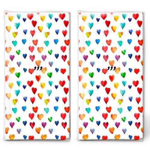 20 Individual Handkerchiefs Wedding Heart Rain Colourful 2 Packs of 10 Individual Paper Handkerchiefs Printed Gift