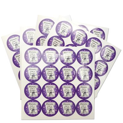 Children's Tooth Fairy Pirate Stickers (Set of 80) Reward for Girls or Boys who Lost a Tooth (Purple Pirate)