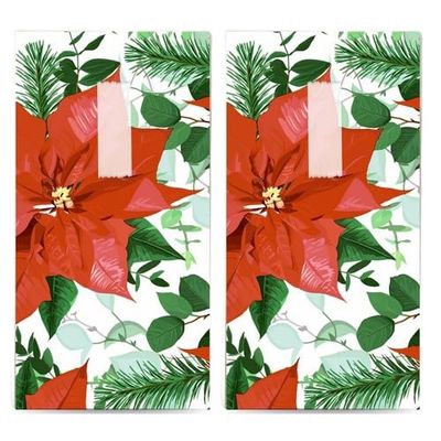 20 Individual Handkerchiefs Christmas Blooming Red Poinsettia 2 Packs of 10 Individual Paper Handkerchiefs Printed Gift