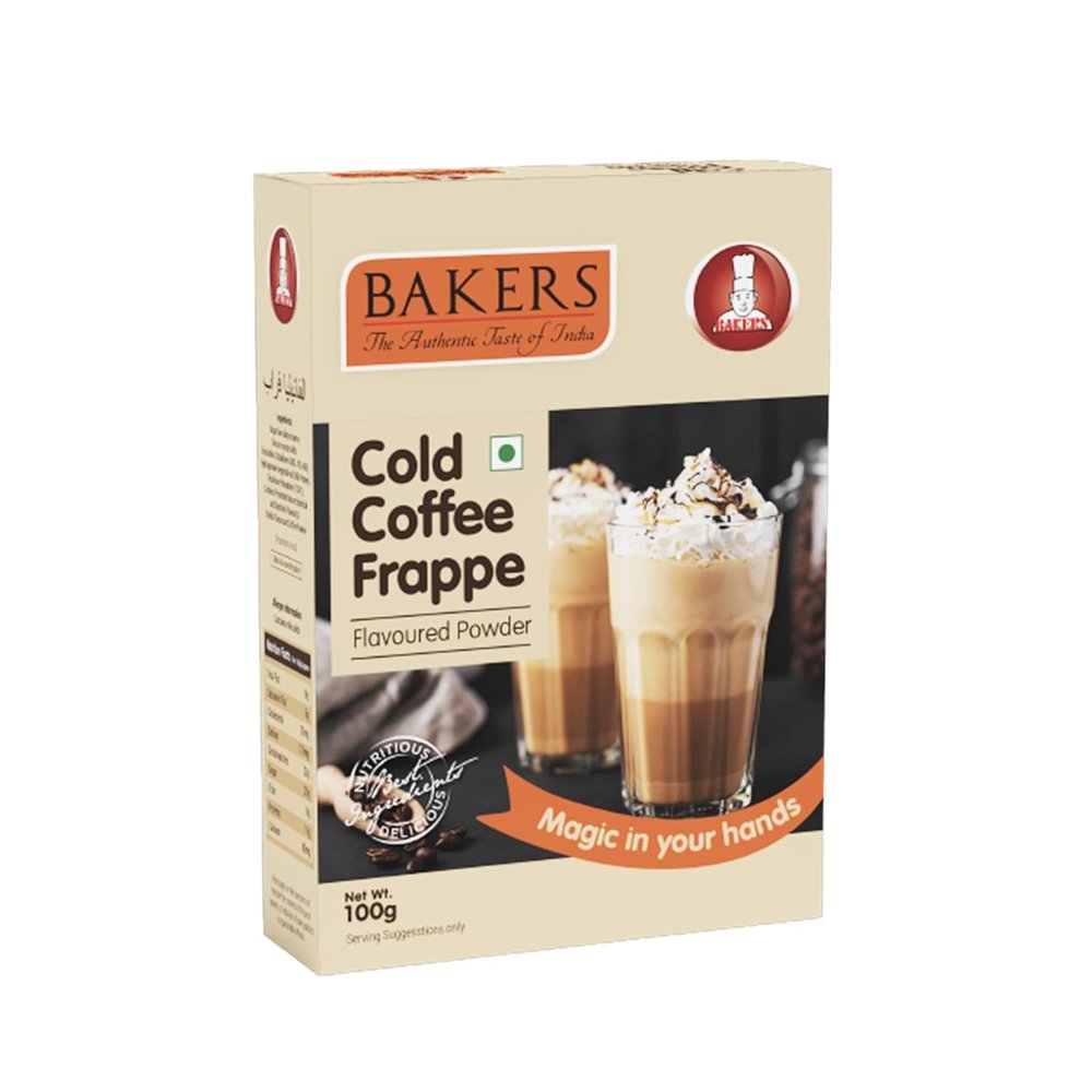 BAKERS Cold Coffee Frappe Powder, Refreshing & Creamy For Frappe, Shakes & Cold Coffee - 100g (Pack Of 1)