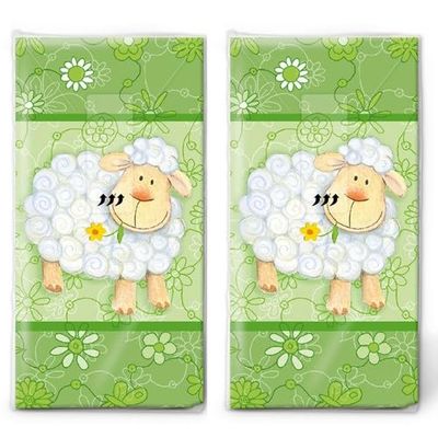 20 Individual Animal Hankies Smirking Sheep 2 Packs of 10 Individual Paper Handkerchiefs Printed Gift