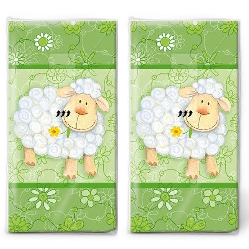 20 Individual Animal Hankies Smirking Sheep 2 Packs of 10 Individual Paper Handkerchiefs Printed Gift