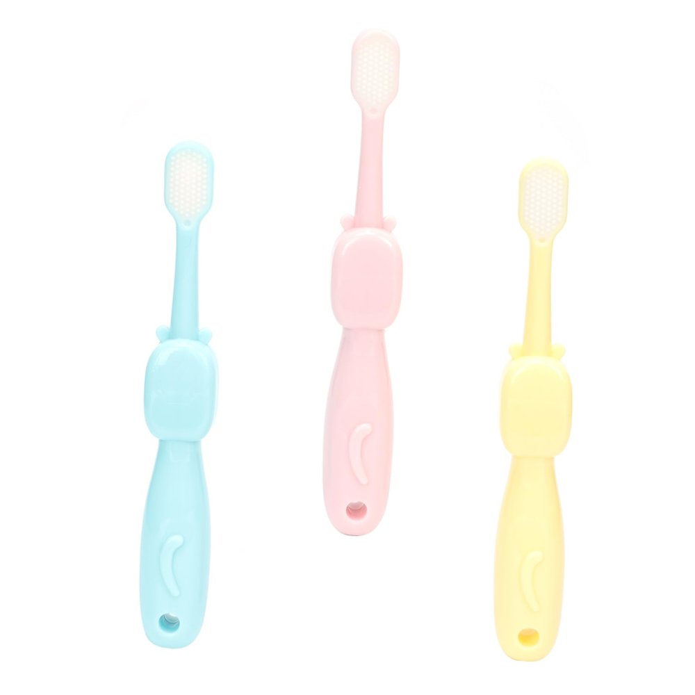Healvian 3pcs Cartoon Hippopotamus Boy Girl Toothbrush Soft Bristle Brush Boys and Girls Toothbrush Set for Daily Use