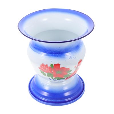 PLAFOPE Vintage Enamel Night Urine Pot with Anti-Slip Base, Thick Retro Bedside Chamber Pot for Home Use, Blue High-Leg Urinal Pail Suitable for Elderly and Travel Random Style