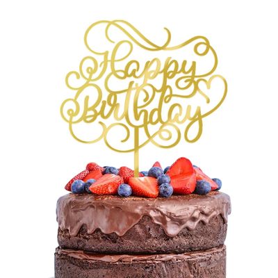 Happy Birthday Cake Topper,Glitter Happy Birthday Cake Decor,Birthday Party Cake Decoration Supplies (Acrylic)