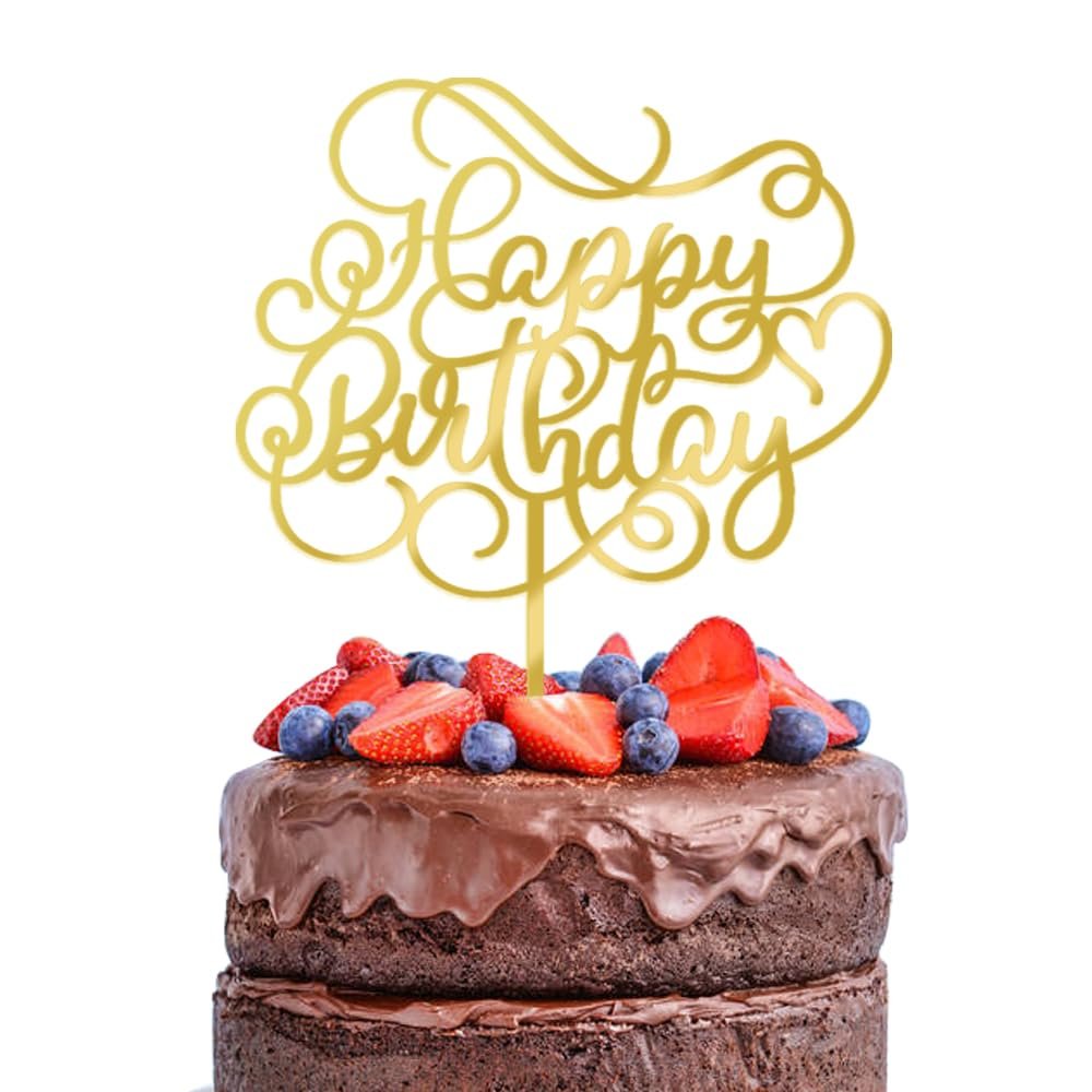 Happy Birthday Cake Topper,Glitter Happy Birthday Cake Decor,Birthday Party Cake Decoration Supplies (Acrylic)