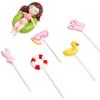6Pcs Summer Cake Topper Swimming Pool Cake Decoration Beach Cake Toppers Hawaiian Beach Themed Cake Decoration for Birthday Party Supplies beach cake decorations view 4