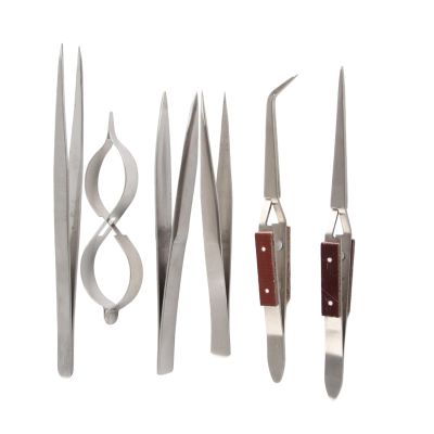 6pcs Jewelry Straight Curved Tip, Fiber Grip Soldering Tweezers Set, Self Lock Tweezer for Jewelry Making Tool