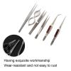 6pcs Jewelry Straight Curved Tip, Fiber Grip Soldering Tweezers Set, Self Lock Tweezer for Jewelry Making Tool view 3