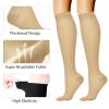 KEYRI 3 Pairs Flight Compression Socks, Toeless Support Socks Open Toe Compression Stockings Calf Pressure Socks Flight Socks for Women Men Nurse Flying Travel Work Running (Black, Beige, Gray, L-XL) view 3