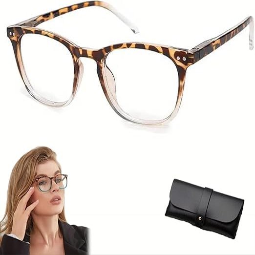 Aicoyiu Women's Sexy Leopard Print Reading Glasses, Antiblue Light Reading Glasses (Transparent, 2.5)