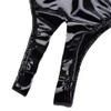 KRLZKID Women Sexy Shiny Thong Adults Cosplay Costume Faux Leather Lingerie,Red-M view 4