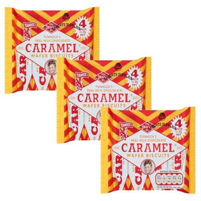 Caramel Wafer Bundle Consisting Tunnock's Caramel Scottish Heritage Wafers Biscuits 4x30g Pack of 3 by Experts Supplies