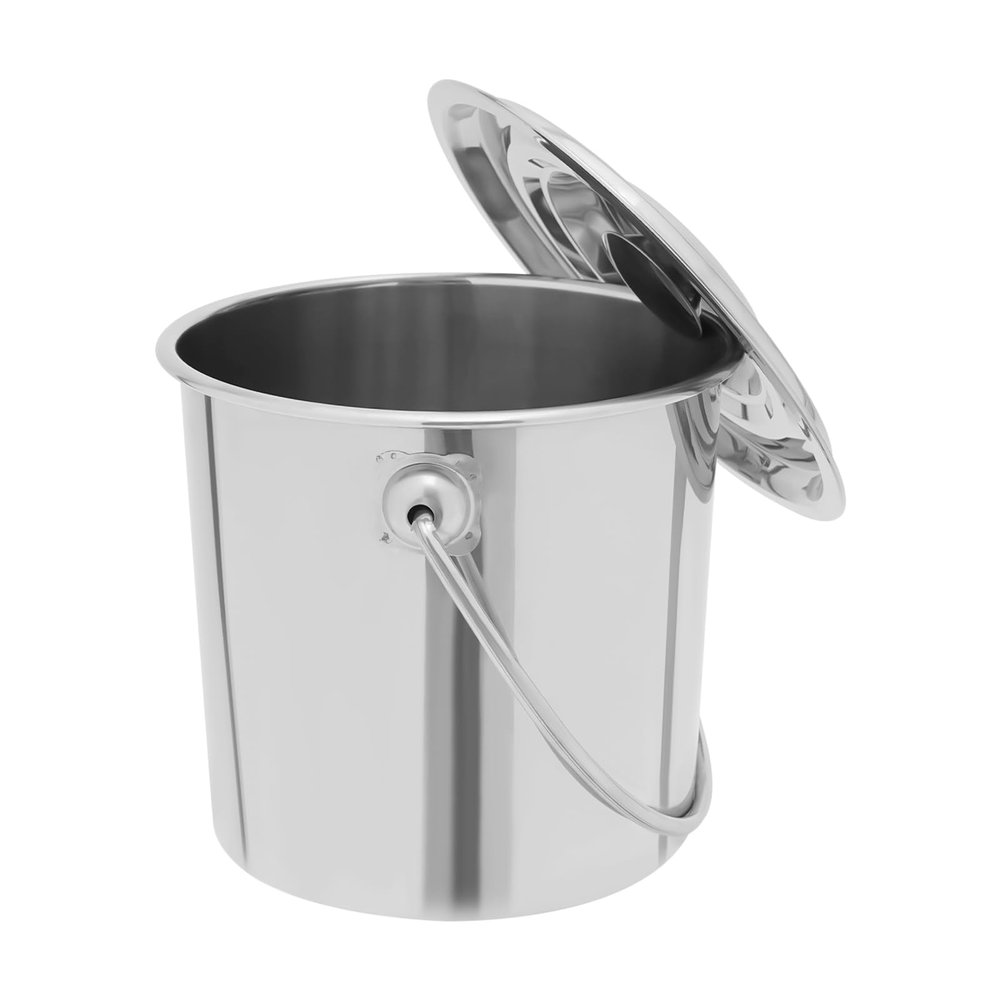 Stainless Steel Bucket with Lid, Food Grade Stainless Steel Bucket,Food Bucket, Milk Water Bucket, Stainless Steel Bucket,Garden Industrial Bucket Garden (6L)