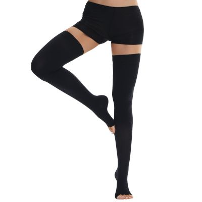 Ailaka Thigh High Medical Compression Stockings for Women Men, Open Toe Firm 20-30 mmHg Graduated Compression with Silicone Band for Varicose Veins, Edema, Post-Surgery