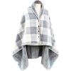 Windproof Fleece-Lined Wheelchair Coat with Hood Ponchos Adult, Reusable Travel Blanket Wearable Blanket with Hood for Seniors(White,100x140cm) view 1
