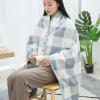 Windproof Fleece-Lined Wheelchair Coat with Hood Ponchos Adult, Reusable Travel Blanket Wearable Blanket with Hood for Seniors(White,100x140cm) view 2
