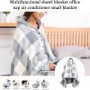 Windproof Fleece-Lined Wheelchair Coat with Hood Ponchos Adult, Reusable Travel Blanket Wearable Blanket with Hood for Seniors(White,100x140cm) view 3