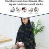 Windproof Fleece-Lined Wheelchair Coat with Hood Ponchos Adult, Reusable Travel Blanket Wearable Blanket with Hood for Seniors(Green,100x140cm) view 3
