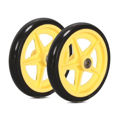 1 Pair 7 Inch Wheelchair Walker Rollator Replacement Wheels, Anti-Slip Solid Polyurethane Tire, Yellow ABS Plastic Wheel Hub