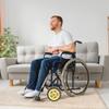 1 Pair 7 Inch Wheelchair Walker Rollator Replacement Wheels, Anti-Slip Solid Polyurethane Tire, Yellow ABS Plastic Wheel Hub view 2