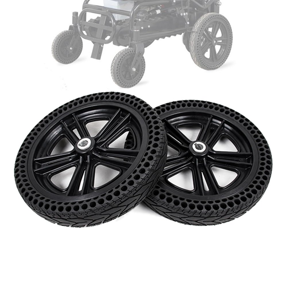 12 Inch Rear Wheels Replacement for Electric Wheelchair, 320  60 Honeycomb Solid PU Tires 1 Pair, ABS Plastic Wheel Hub