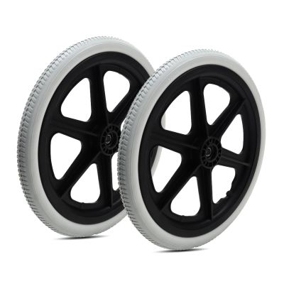 1 Pair 16 Inch Rear Wheel Replacement for Wheelchairs Walkers Rollators, 16  1.75 Solid Polyurethane Tire, ABS Plastic Wheel Hub