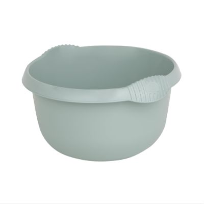 1 x 28cm Round Silver Sage Plastic Washing Up Bowl, 5L Litre Capacity Mixing Bowl with Integral Handle Home, Kitchen, Sink, Basin Organiser Multipurpose Use, Dish Wash, Storage Container