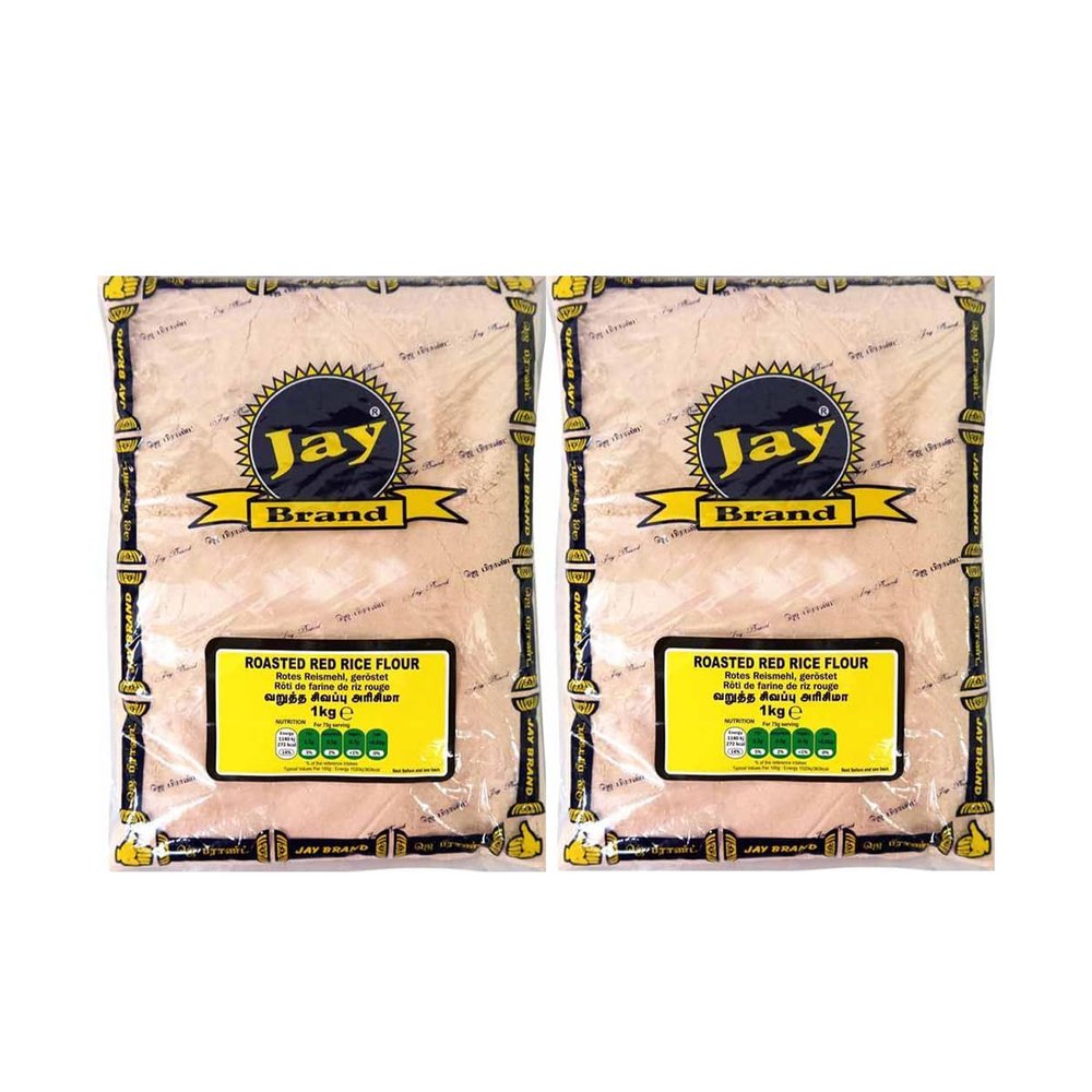 Jay Brand Roasted Red Rice Flour 1KG Rice Flour Nutty Flavour, No Added Preservatives Product of India Pack of 2