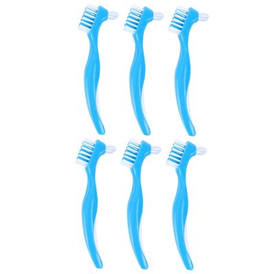 BCOATH 2sets Portable Cleaning Brush Gentle Tuft for False Toothbrush Slip Handle for Home Use 3pcs*2