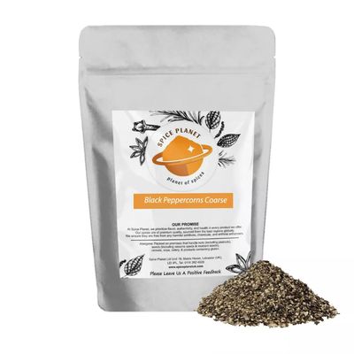 Black Pepper Freshly Coarse | Crushed | Cracked Black Peppercorns (Popular Mesh) Premium Quality by Spice Planet (90 Grams)